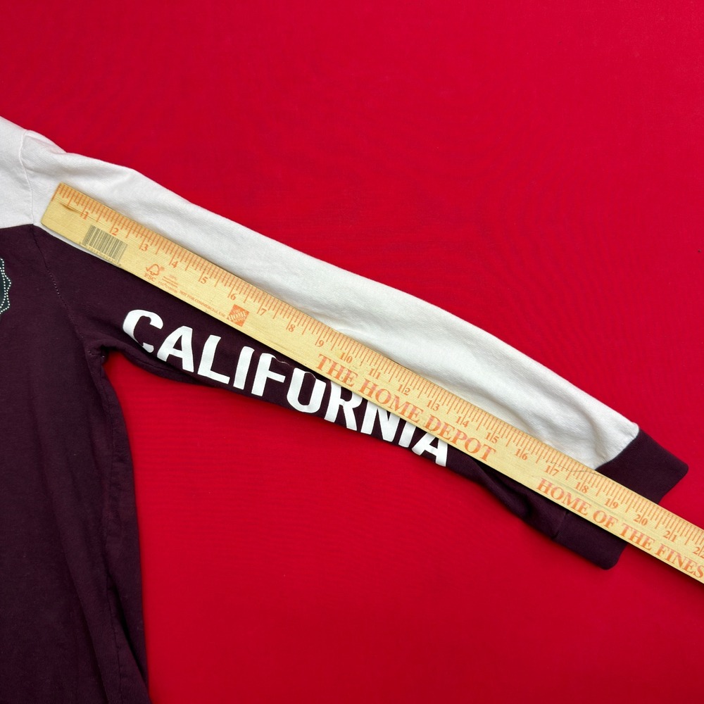 On Fire California Republic Quarter Zip Sweatshirt Maroon White Colorblock Large - Picture 8 of 8